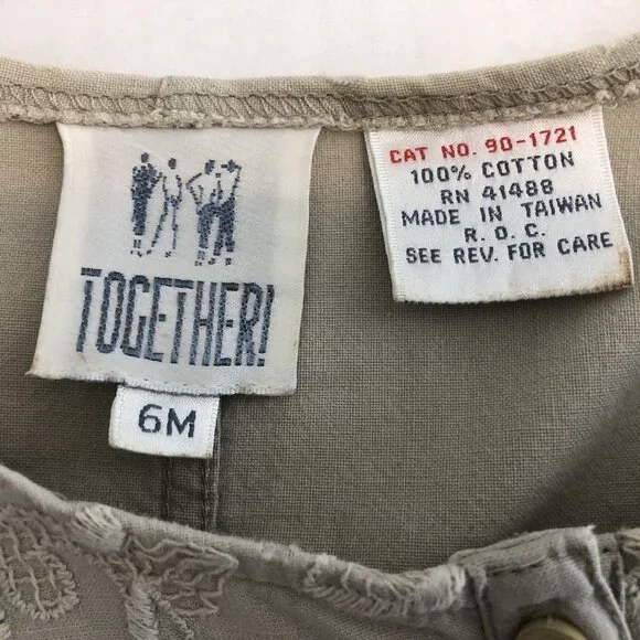 Together Womens Cotton Twill Dress Sz 6M Tan Country Western Drop Waist Buttons - Picture 11 of 12